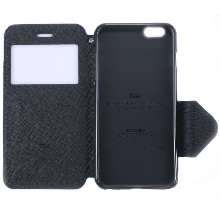 Roar Cross Texture Flip Leather Case with Holder & Card Slot & Caller ID Window for iPhone 6