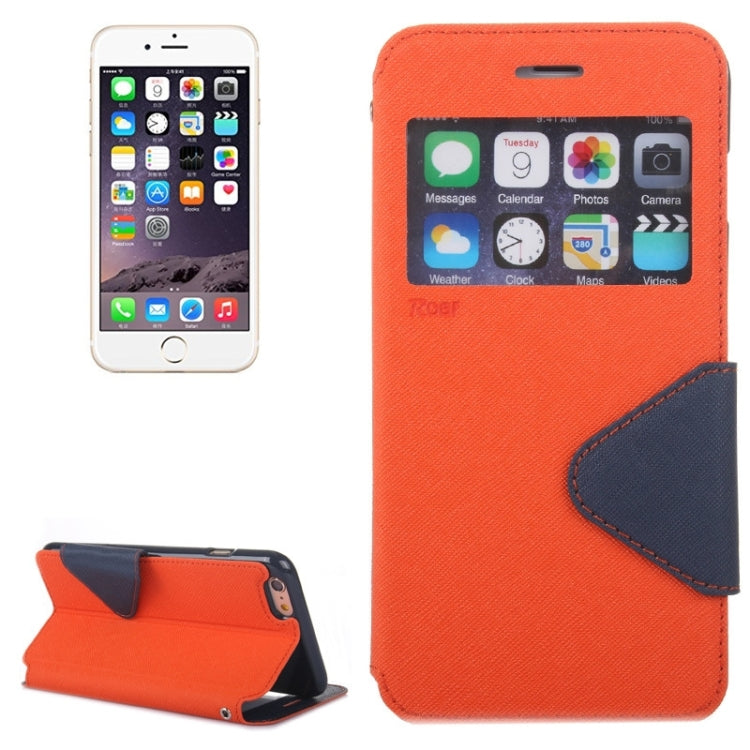 Roar Cross Texture Flip Leather Case with Holder & Card Slot & Caller ID Window for iPhone 6