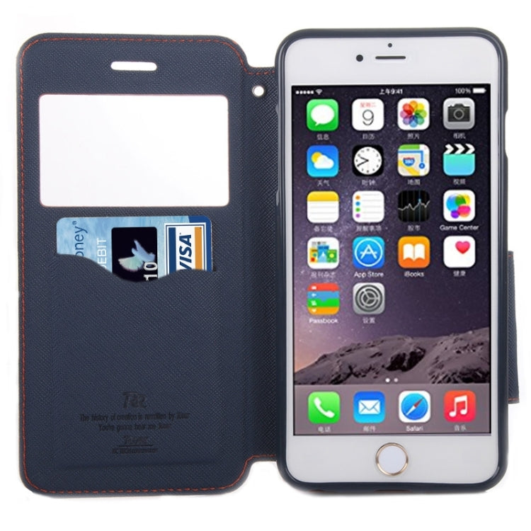 Roar Cross Texture Flip Leather Case with Holder & Card Slot & Caller ID Window for iPhone 6