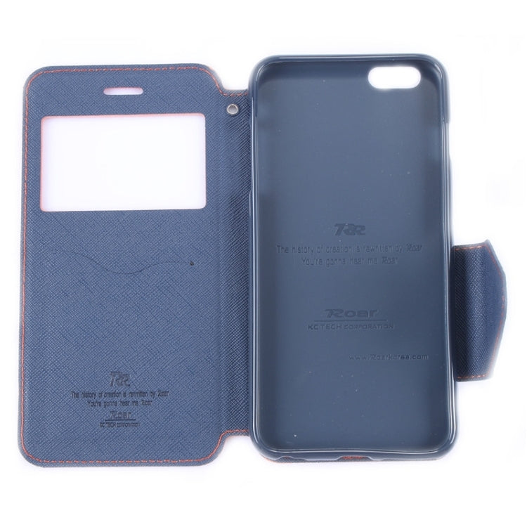 Roar Cross Texture Flip Leather Case with Holder & Card Slot & Caller ID Window for iPhone 6