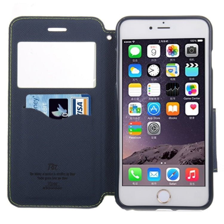 Roar Cross Texture Flip Leather Case with Holder & Card Slot & Caller ID Window for iPhone 6