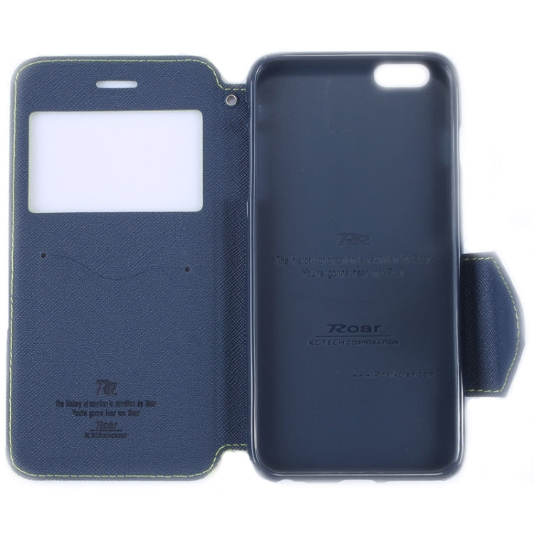 Roar Cross Texture Flip Leather Case with Holder & Card Slot & Caller ID Window for iPhone 6