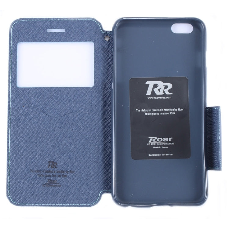 Roar Cross Texture Flip Leather Case with Holder & Card Slot & Caller ID Window for iPhone 6