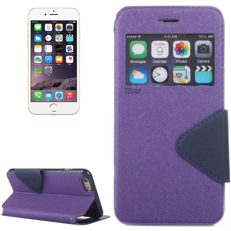 Roar Cross Texture Flip Leather Case with Holder & Card Slot & Caller ID Window for iPhone 6