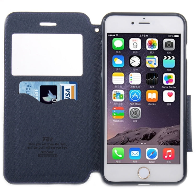 Roar Cross Texture Flip Leather Case with Holder & Card Slot & Caller ID Window for iPhone 6