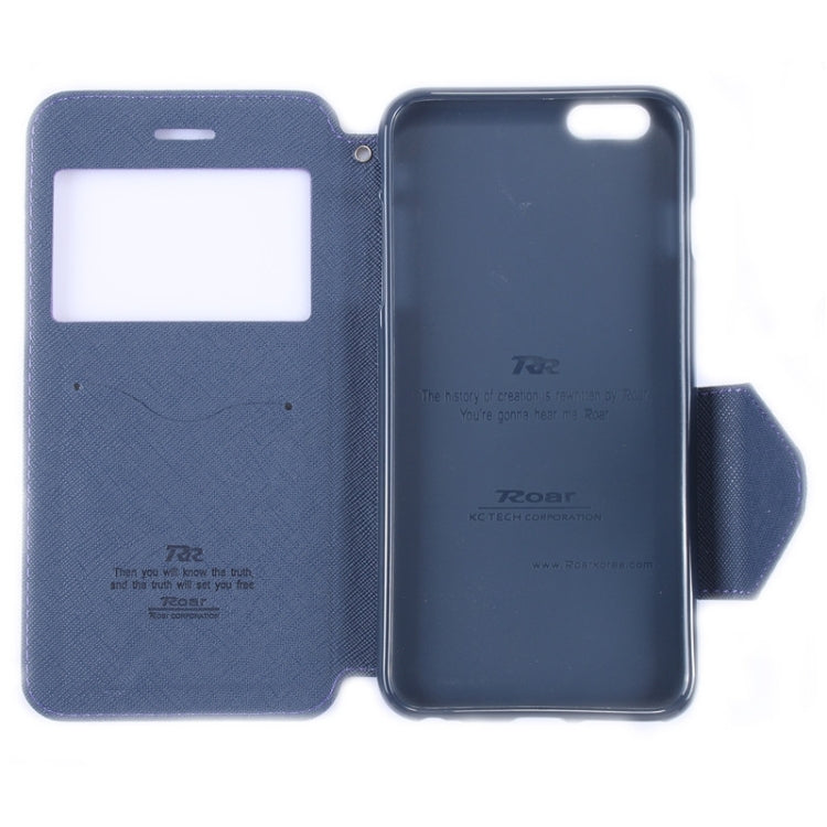 Roar Cross Texture Flip Leather Case with Holder & Card Slot & Caller ID Window for iPhone 6
