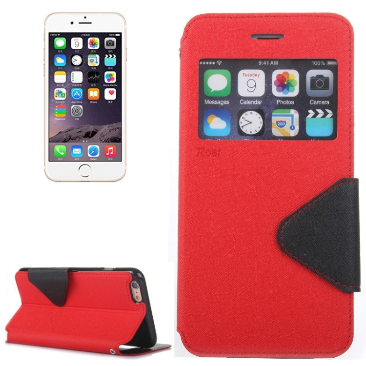 Roar Cross Texture Flip Leather Case with Holder & Card Slot & Caller ID Window for iPhone 6