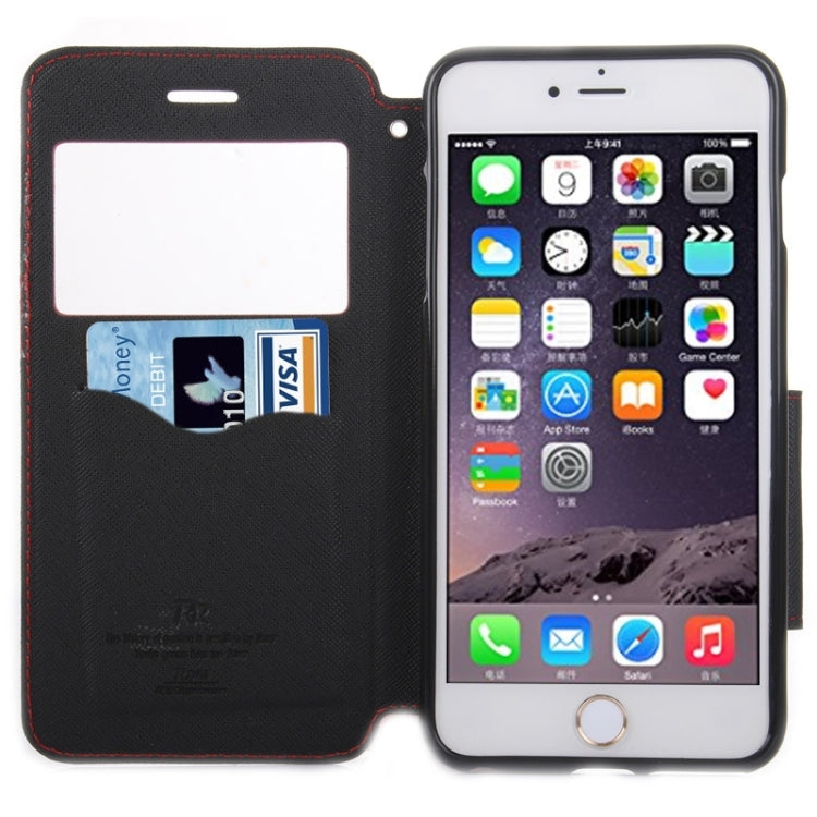 Roar Cross Texture Flip Leather Case with Holder & Card Slot & Caller ID Window for iPhone 6