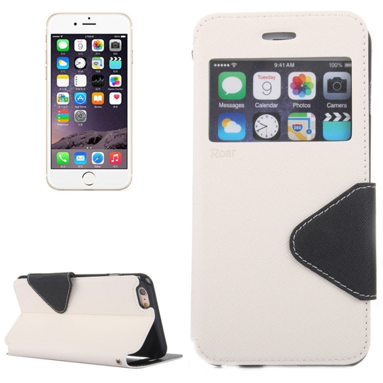 Roar Cross Texture Flip Leather Case with Holder & Card Slot & Caller ID Window for iPhone 6