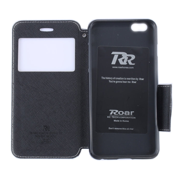 Roar Cross Texture Flip Leather Case with Holder & Card Slot & Caller ID Window for iPhone 6