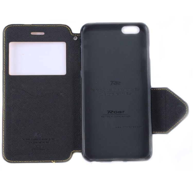 Roar Cross Texture Flip Leather Case with Holder & Card Slot & Caller ID Window for iPhone 6