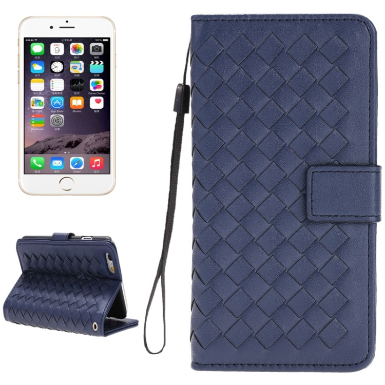 Grid Texture Horizontal Leather Case with Holder & Card Slots & Wallet & Lanyard for iPhone 6 & 6S