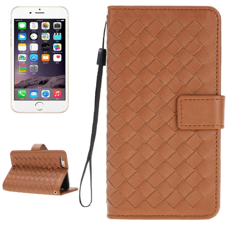 Grid Texture Horizontal Leather Case with Holder & Card Slots & Wallet & Lanyard for iPhone 6 & 6S