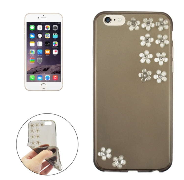 Flower Pattern Diamond Encrusted Ultrathin TPU Protective Case for iPhone 6