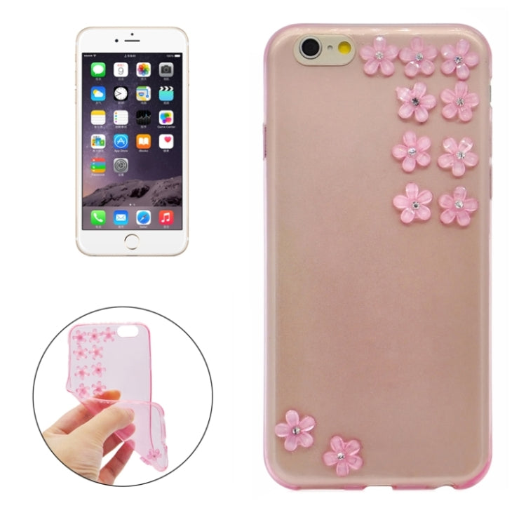Flower Pattern Diamond Encrusted Ultrathin TPU Protective Case for iPhone 6