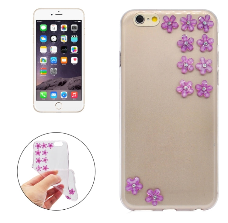 Flower Pattern Diamond Encrusted Ultrathin TPU Protective Case for iPhone 6