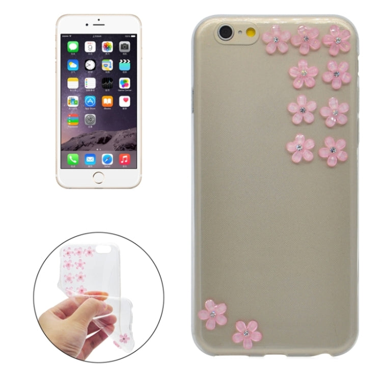 Flower Pattern Diamond Encrusted Ultrathin TPU Protective Case for iPhone 6