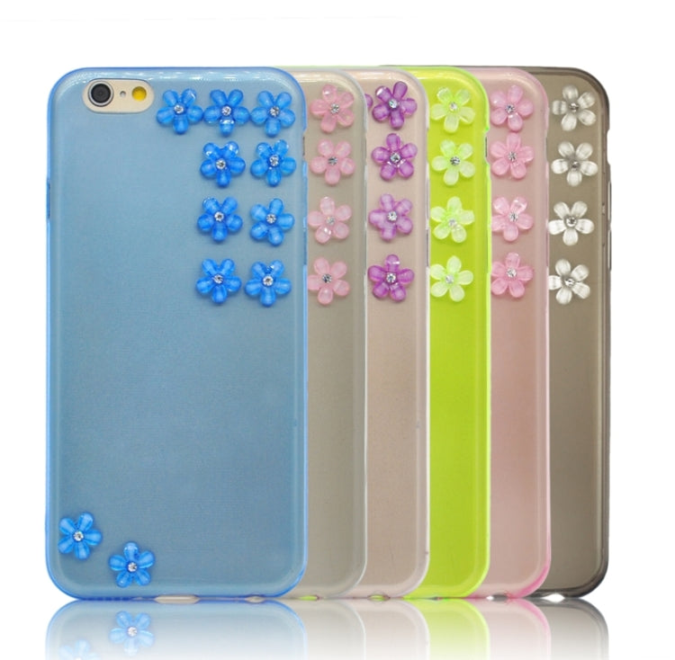 Flower Pattern Diamond Encrusted Ultrathin TPU Protective Case for iPhone 6