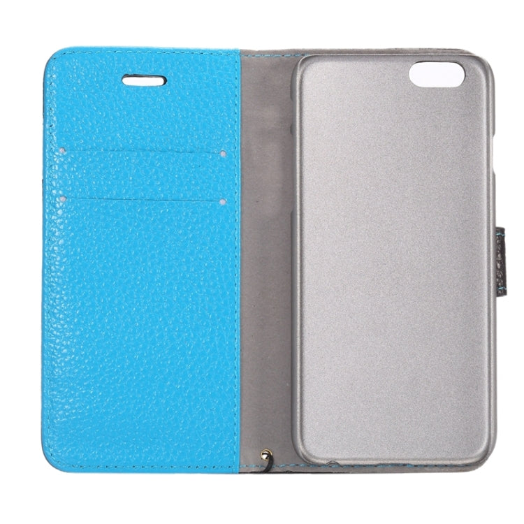 Color Matching Style Litchi Texture Horizontal Flip Genuine Leather Case with Holder & Card Slots & Wallet & Lanyard for iPhone 6 & 6S