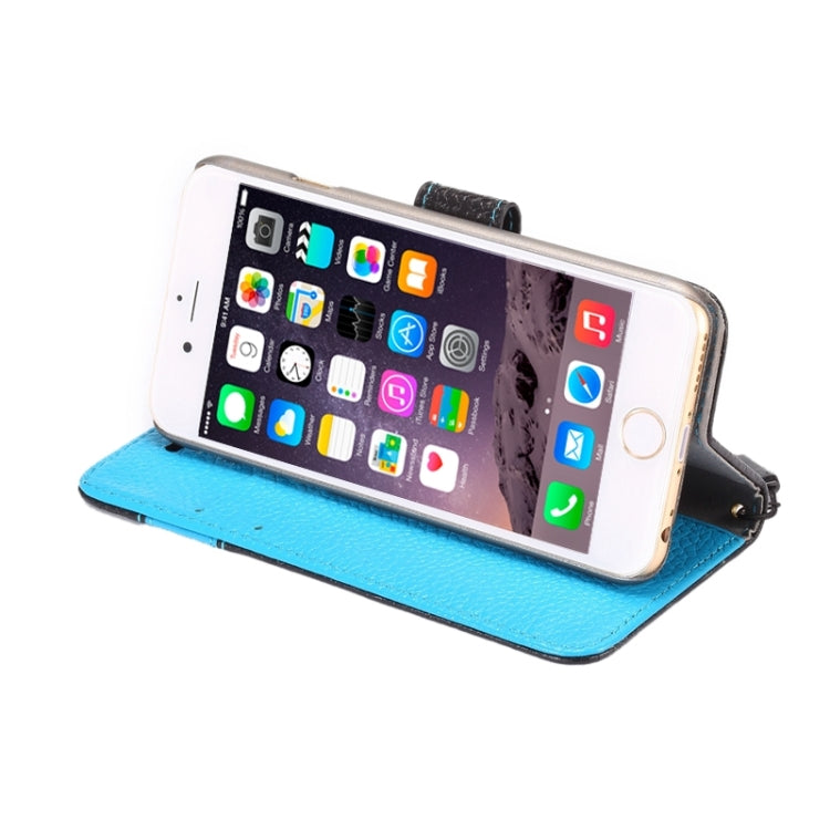 Color Matching Style Litchi Texture Horizontal Flip Genuine Leather Case with Holder & Card Slots & Wallet & Lanyard for iPhone 6 & 6S