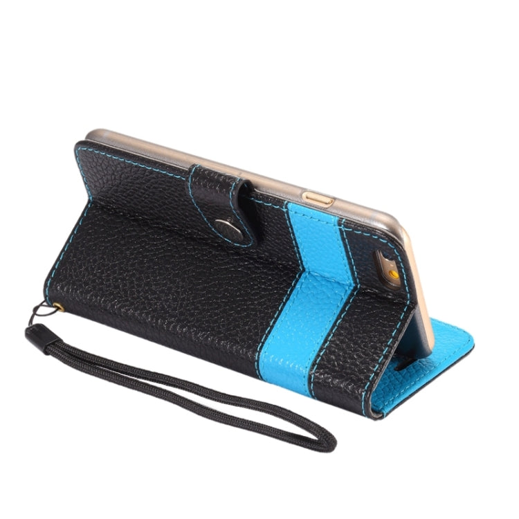 Color Matching Style Litchi Texture Horizontal Flip Genuine Leather Case with Holder & Card Slots & Wallet & Lanyard for iPhone 6 & 6S