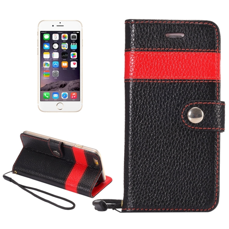 Color Matching Style Litchi Texture Horizontal Flip Genuine Leather Case with Holder & Card Slots & Wallet & Lanyard for iPhone 6 & 6S