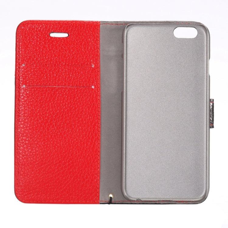 Color Matching Style Litchi Texture Horizontal Flip Genuine Leather Case with Holder & Card Slots & Wallet & Lanyard for iPhone 6 & 6S