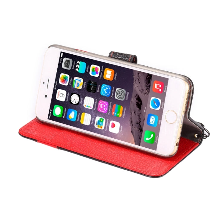 Color Matching Style Litchi Texture Horizontal Flip Genuine Leather Case with Holder & Card Slots & Wallet & Lanyard for iPhone 6 & 6S