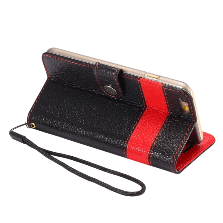 Color Matching Style Litchi Texture Horizontal Flip Genuine Leather Case with Holder & Card Slots & Wallet & Lanyard for iPhone 6 & 6S