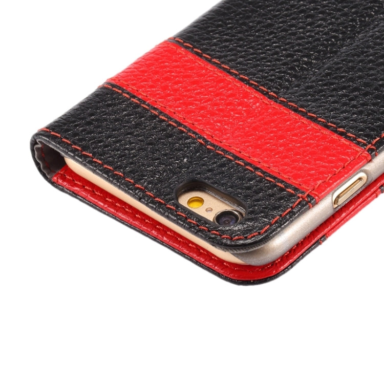 Color Matching Style Litchi Texture Horizontal Flip Genuine Leather Case with Holder & Card Slots & Wallet & Lanyard for iPhone 6 & 6S