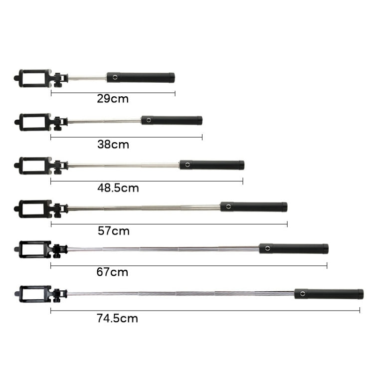 Three Generations Drive-by-wire Selfie Stick Monopod Folding Extendable Handheld Holder, Max Length: 74.5cm, for iPhone, Samsung, HTC, LG, Sony, Huawei, Lenovo, Xiaomi and other Smartphones
