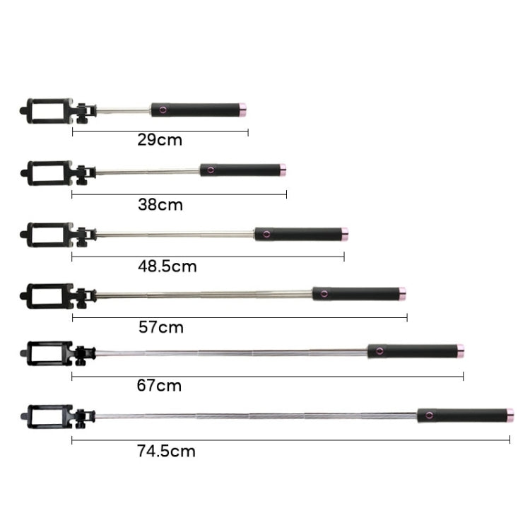 Three Generations Drive-by-wire Selfie Stick Monopod Folding Extendable Handheld Holder, Max Length: 74.5cm, for iPhone, Samsung, HTC, LG, Sony, Huawei, Lenovo, Xiaomi and other Smartphones