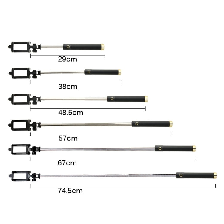 Three Generations Drive-by-wire Selfie Stick Monopod Folding Extendable Handheld Holder, Max Length: 74.5cm, for iPhone, Samsung, HTC, LG, Sony, Huawei, Lenovo, Xiaomi and other Smartphones
