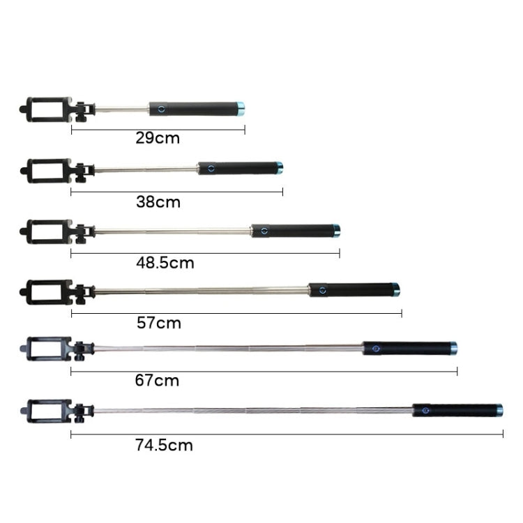 Three Generations Drive-by-wire Selfie Stick Monopod Folding Extendable Handheld Holder, Max Length: 74.5cm, for iPhone, Samsung, HTC, LG, Sony, Huawei, Lenovo, Xiaomi and other Smartphones
