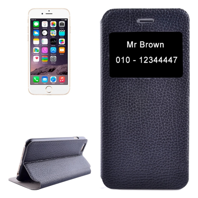 Horizontal Flip Litchi Texture Leather Case with Holder & Caller ID Display for iPhone 6 & 6S