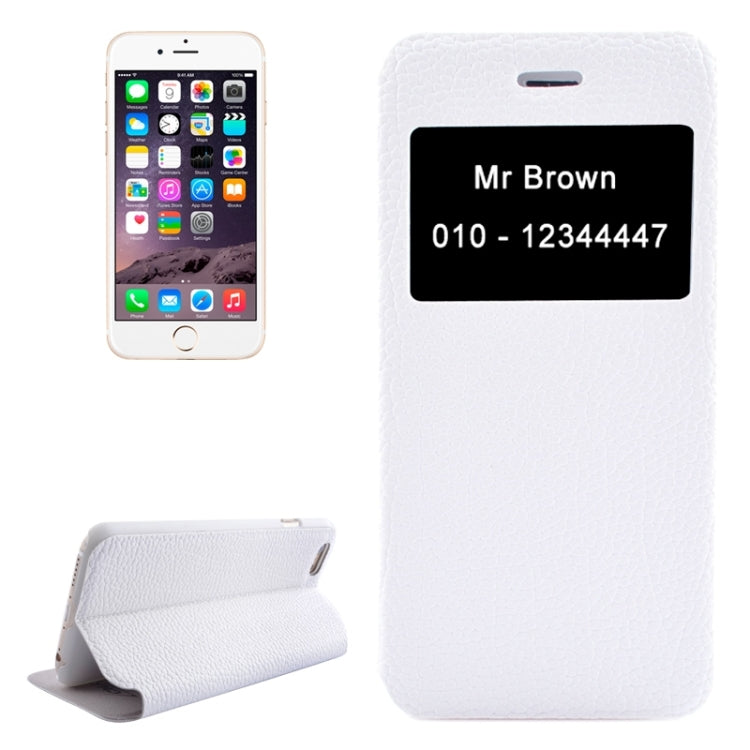 Horizontal Flip Litchi Texture Leather Case with Holder & Caller ID Display for iPhone 6 & 6S