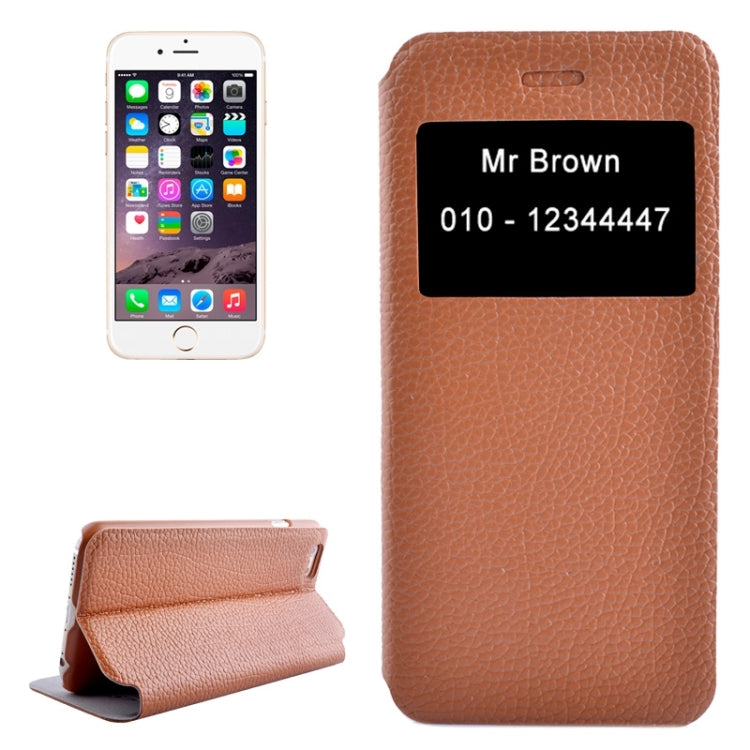 Horizontal Flip Litchi Texture Leather Case with Holder & Caller ID Display for iPhone 6 & 6S