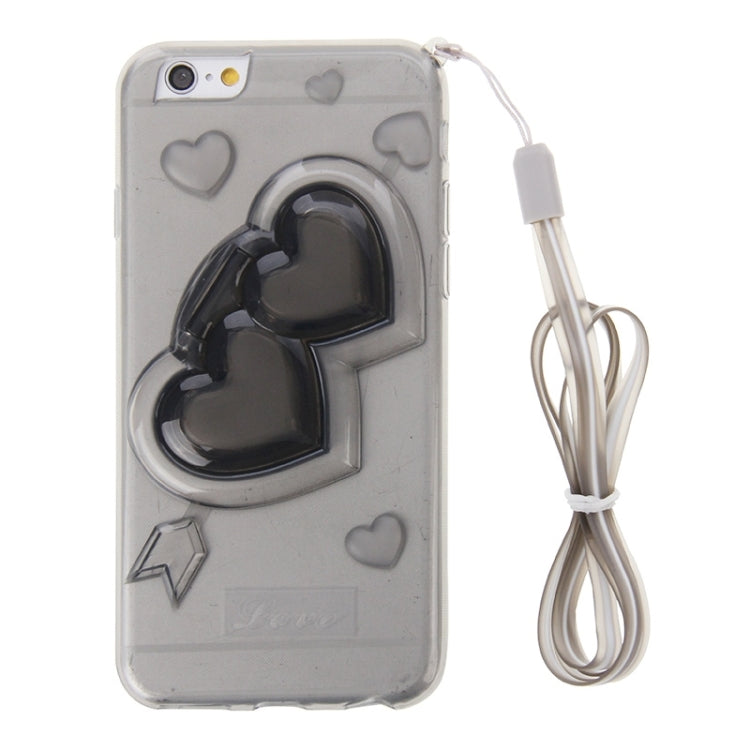3D Love Heart Pattern TPU Protective Case with Holder & Lanyard for iPhone 6 & 6S