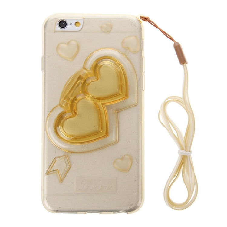 3D Love Heart Pattern TPU Protective Case with Holder & Lanyard for iPhone 6 & 6S