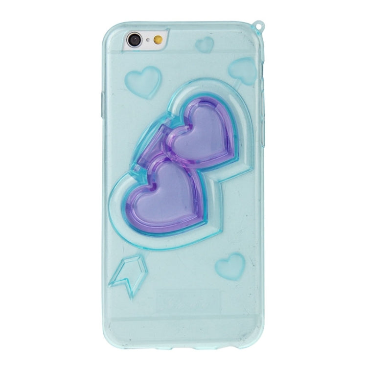 3D Love Heart Pattern TPU Protective Case with Holder & Lanyard for iPhone 6 & 6S