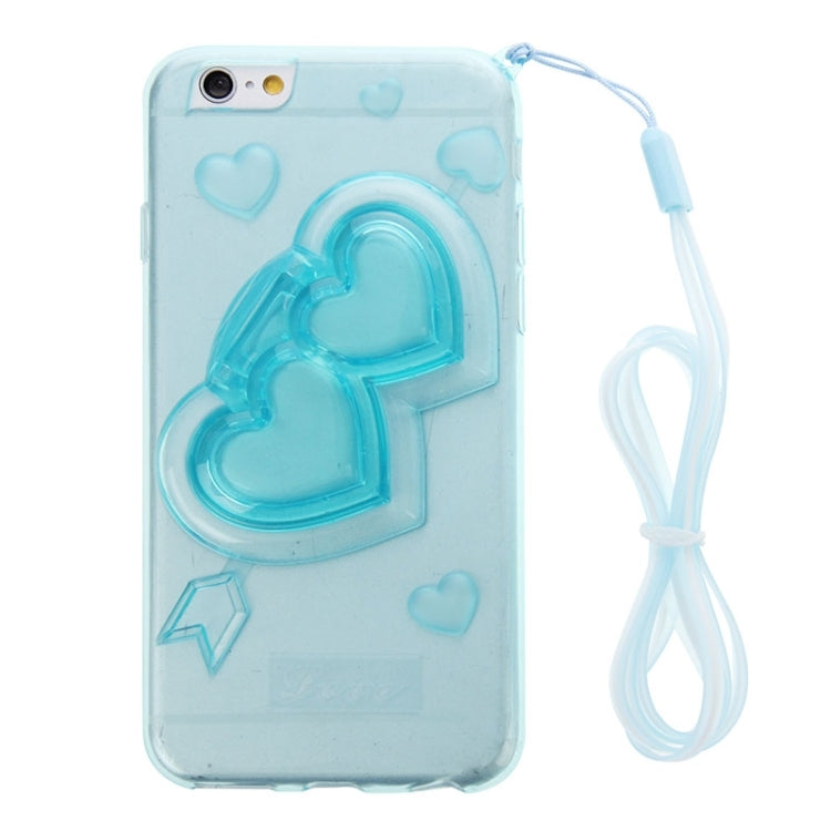 3D Love Heart Pattern TPU Protective Case with Holder & Lanyard for iPhone 6 & 6S