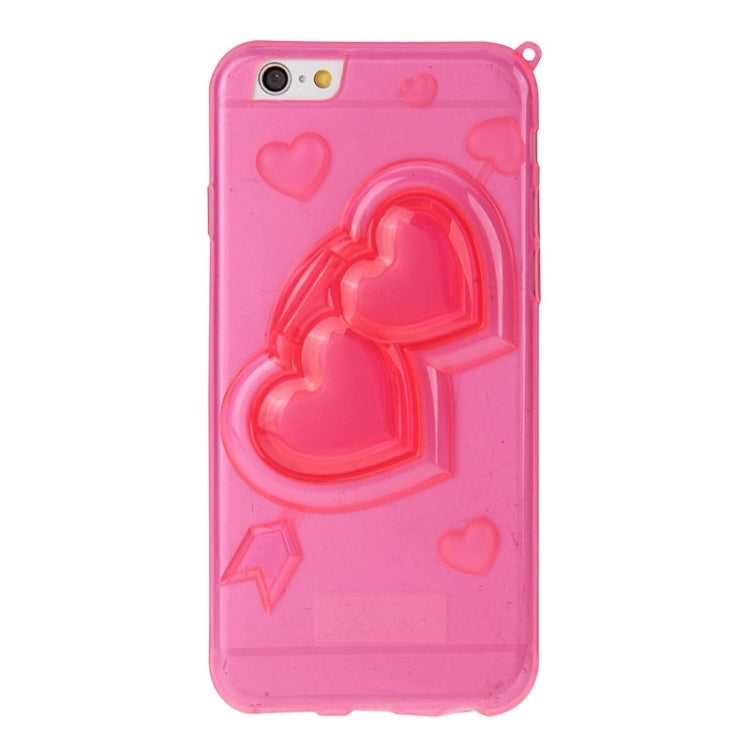 3D Love Heart Pattern TPU Protective Case with Holder & Lanyard for iPhone 6 & 6S