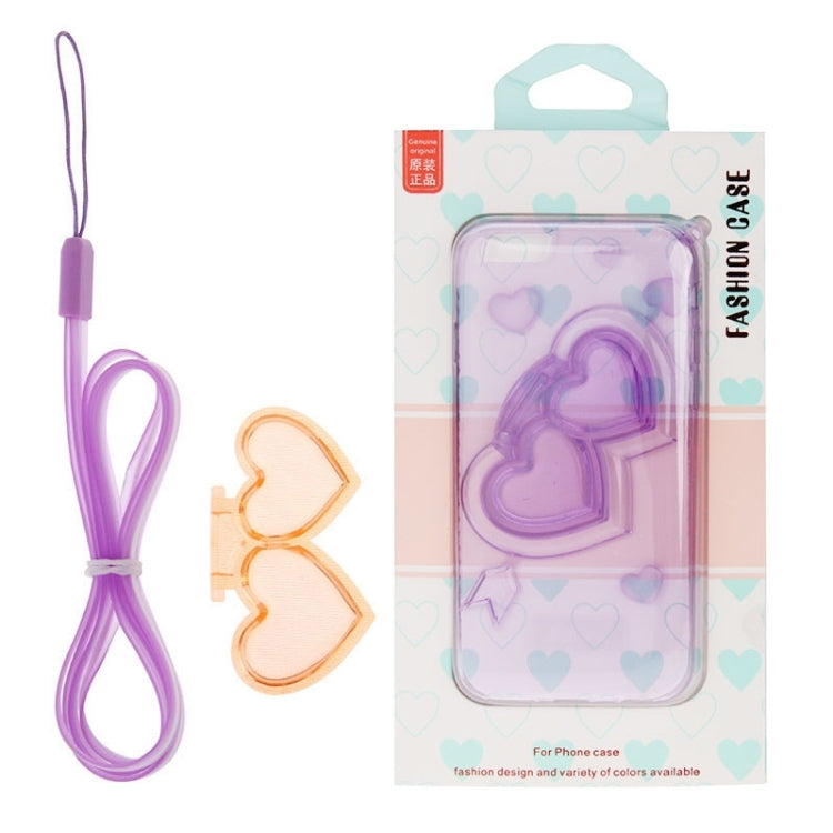 3D Love Heart Pattern TPU Protective Case with Holder & Lanyard for iPhone 6 & 6S