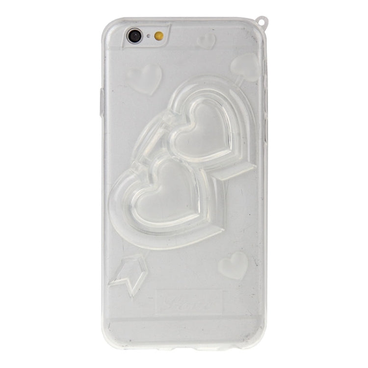 3D Love Heart Pattern TPU Protective Case with Holder & Lanyard for iPhone 6 & 6S