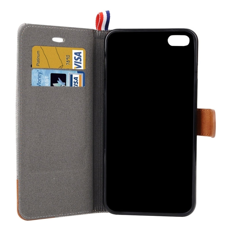 Denim Texture Horizontal Flip Leather Case with Card Slots & Holder & Lanyard for iPhone 6 & 6S