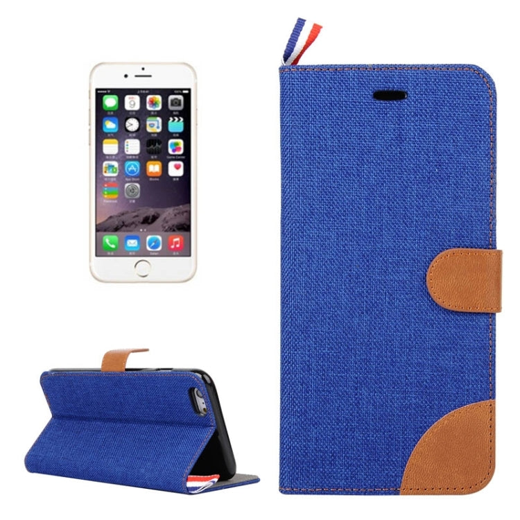 Denim Texture Horizontal Flip Leather Case with Card Slots & Holder & Lanyard for iPhone 6 & 6S