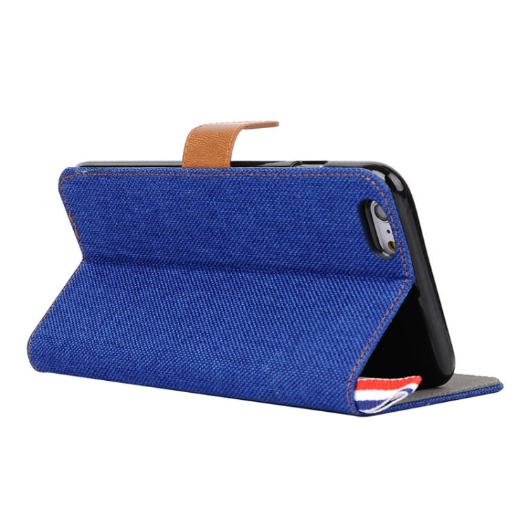 Denim Texture Horizontal Flip Leather Case with Card Slots & Holder & Lanyard for iPhone 6 & 6S