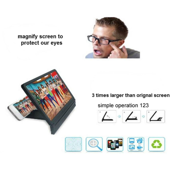 X1 8.0 inch 3X-5X Magnification Angle-Adjustable Eyeshield 3D Video Mobile Screen Magnifier, Size:18.0 cm x 14.2 cm x 1.5 cm