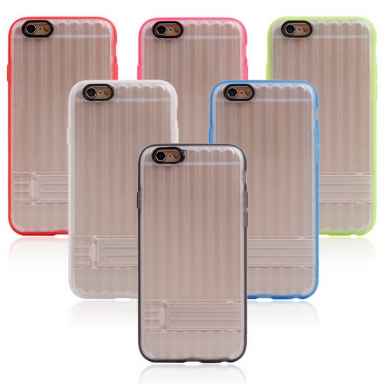 Vertical Stripe Style Transparent Back Cover Protective Case with Holder for iPhone 6