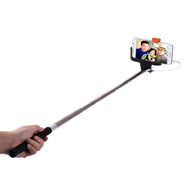 Wire Controlled Metal Selfie Stick Monopod Folding Extendable Plam Handheld Holder for iOS & Android Phone, Folded Length: 16.6cm, Max Extension Length: 63.7cm